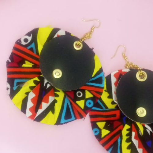 Kitenge Leather Earrings